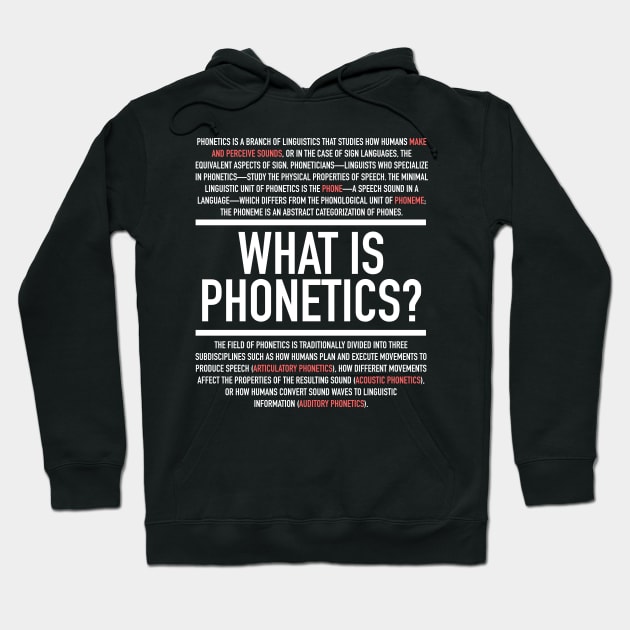 Phonetics Defined - Linguistics Teacher Hoodie by Hidden Verb